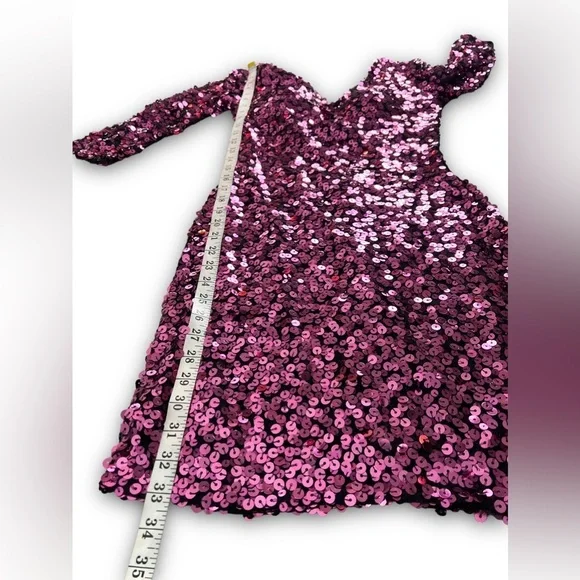 Nwt Scala Plum Pink Sequins Mesh Stretchy Bodycon Dress Size 4 - Picture 6 of 17